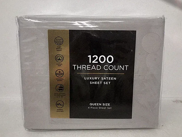1200 Thread Count Queen Luxury Sateen Sheet Set 4 Piece 16" Deep