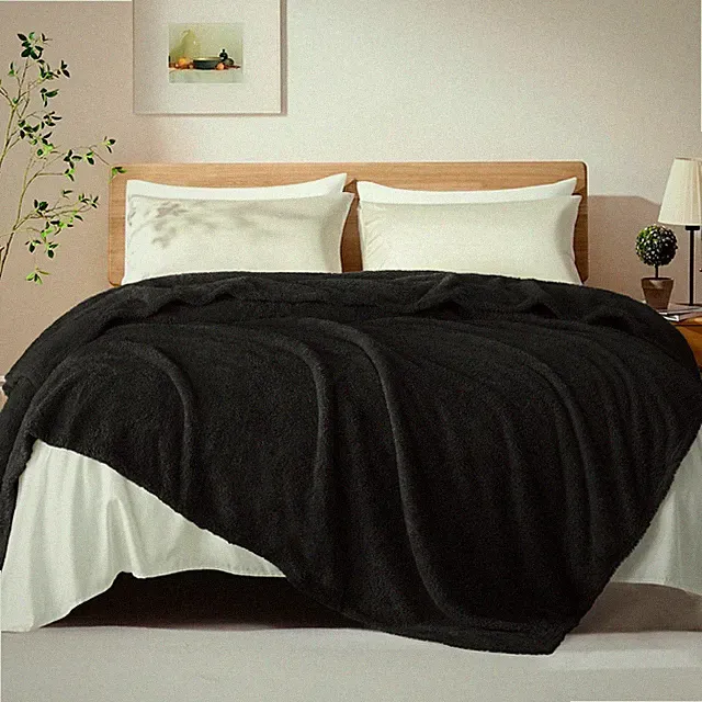 90x104 Inches Black Fleece King Blanket for Bed Soft and Cozy for All Seasons