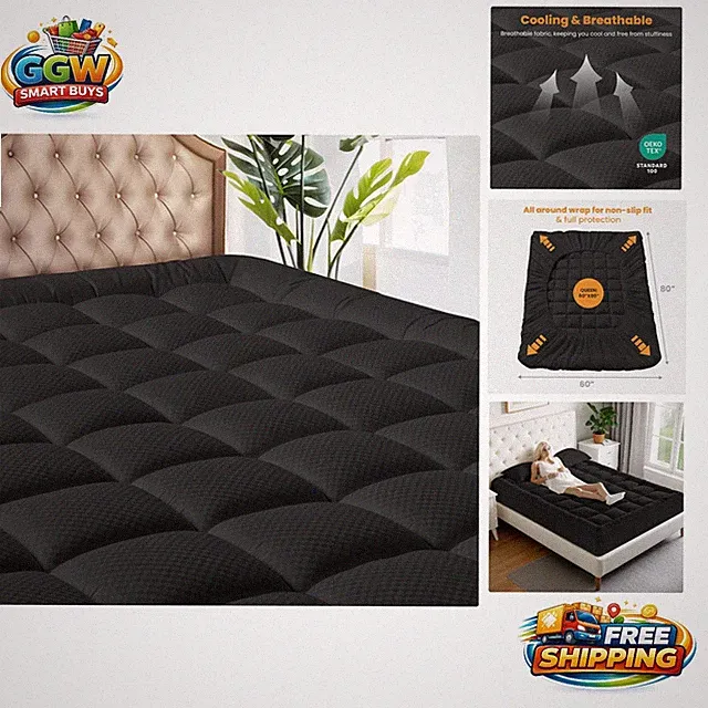 Adjustable Queen Size Mattress Pad - Soft Quilted Topper for Ultimate Comfort
