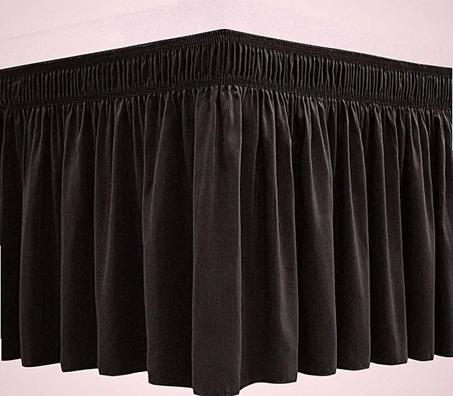 Biscaynebay Wrap around Bed Skirts for Queen Size Beds 21" Drop, Black Adjustabl