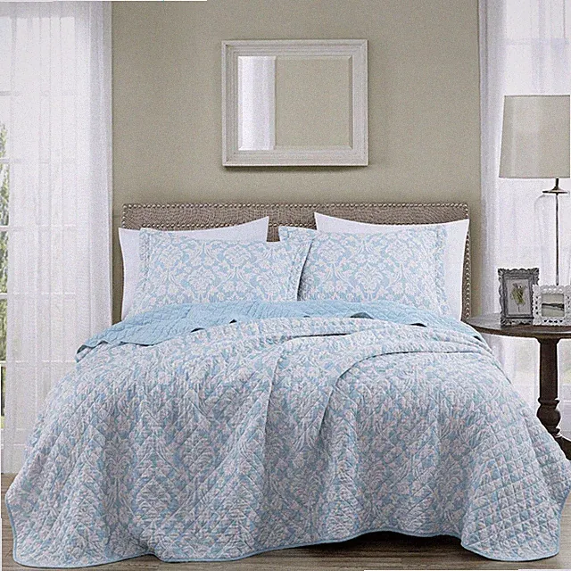 Chezmoi Collection Ivy Floral Medallion Reversible Quilt Bedspread Set
