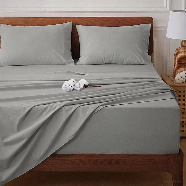 Cooling 100% Cotton King Sheet Set - Extra Deep Pockets, Light Grey, Soft & Wrin
