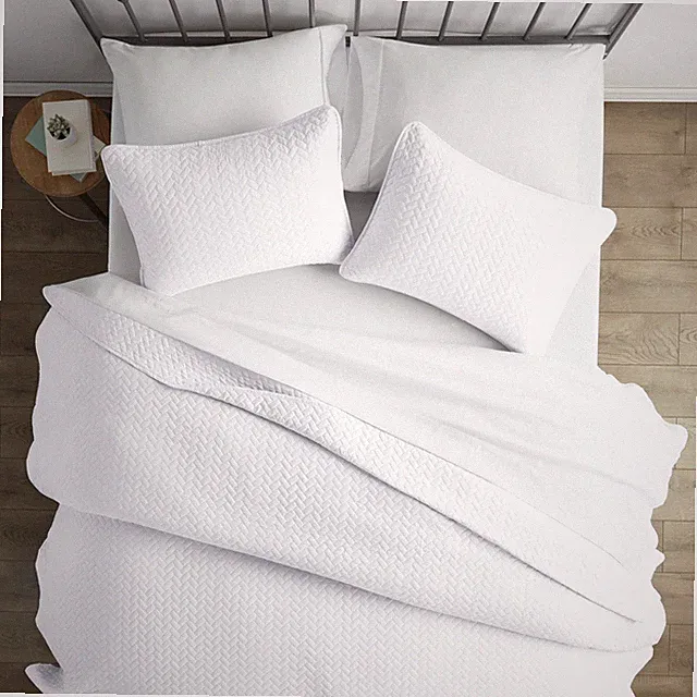 Coverlet Set W/ Herring Pattern & Wrinkle Resistant For Master Bedroom
