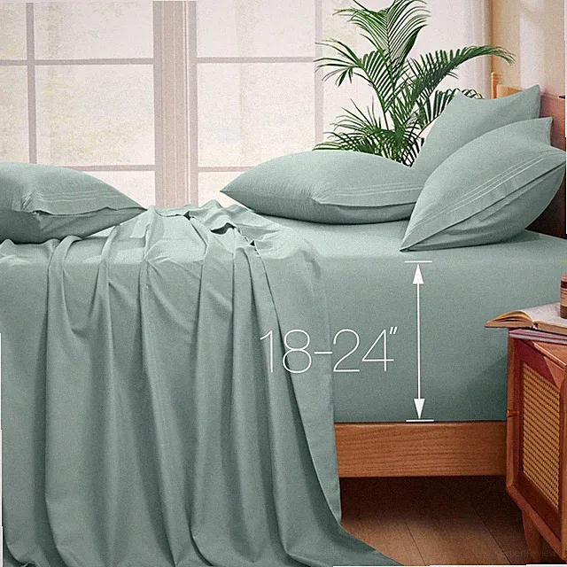Extra Deep Pocket Queen Sheets - Fits Mattress 18-24 Inches Deep - 6 Pieces H...