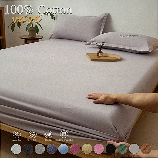 Full Size Cotton FittedSheet Mattress Pad with Elastic Bands Bedspread Protector