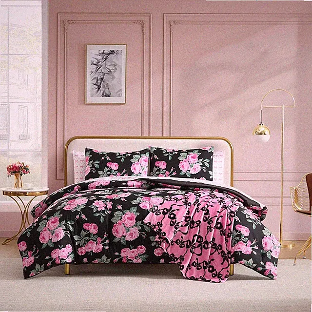 Garden Floral Pink 8-Piece Wrinkle-Resistant Bedding Set