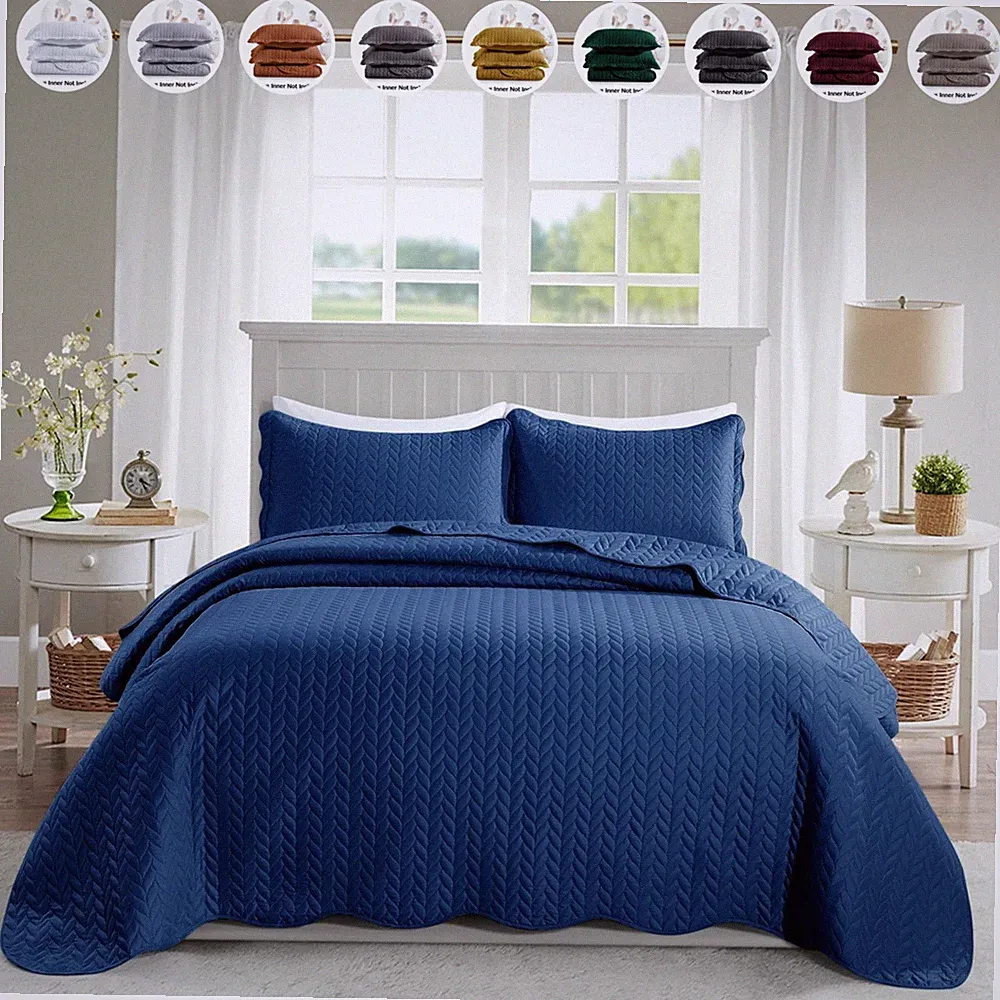 Luxury Cooling Comforter Bedding Set Quilted Coverlet Bedspread Bed Throw King