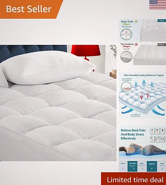 Machine Washable Queen Mattress Topper - 3D Snow Down Alternative Fill