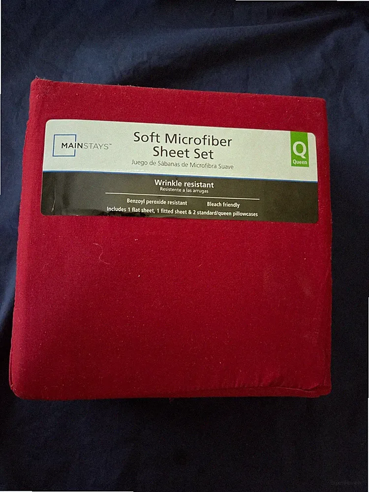 Mainstay Queen Sheet Set, Soft Microfiber Wrinkle Resistant, 4 Piece, Red, New!!
