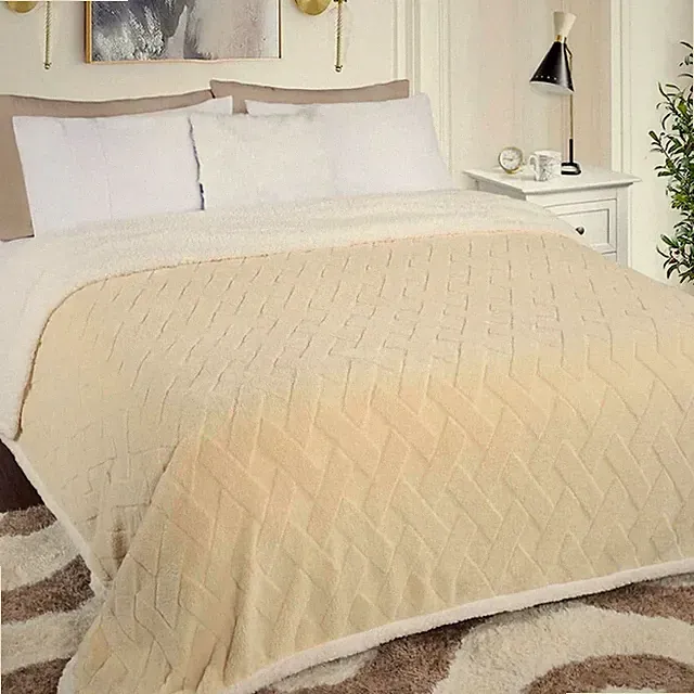 Nuuk Reversible Jacquard Lattice Plush Sherpa Fleece Blanket Or Throw