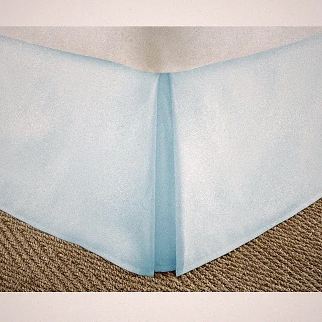 Queen bed skirt pleated aqua blue microfiber 60"Wx 80"L x 14"D wrinkle resistant