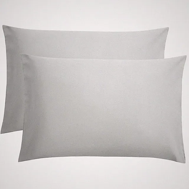 Queen Size Pillowcases Set, Microfiber, Wrinkle Resistant, Light Grey