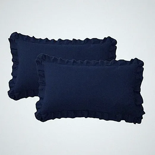 Ruffle Pillow Cases Size Set of 2 – Soft Wrinkle Resistant King Navy Blue
