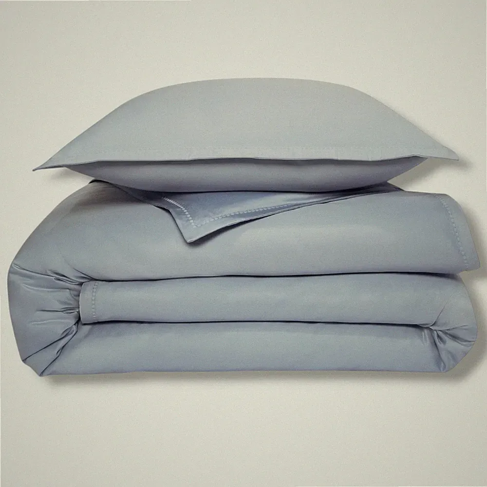 Sky Blue 500TC Sateen Wrinkle Resistant 3-Piece Comforter Cover Set, Full/Queen
