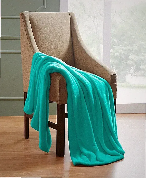 Superior Wrinkle Resistant Plush Fleece Throw Blanket, Aqua, 50" x 60"