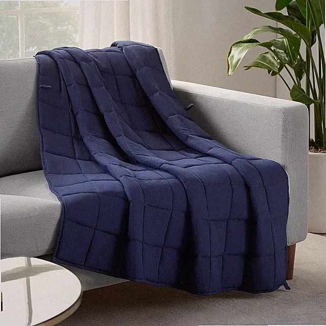 Zen Rest 10lb Weighted Throw Blanket, Navy, 48x72in, Wrinkle Resistant